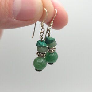 Sterling Silver Chrysoprase And Stones Earrings A345